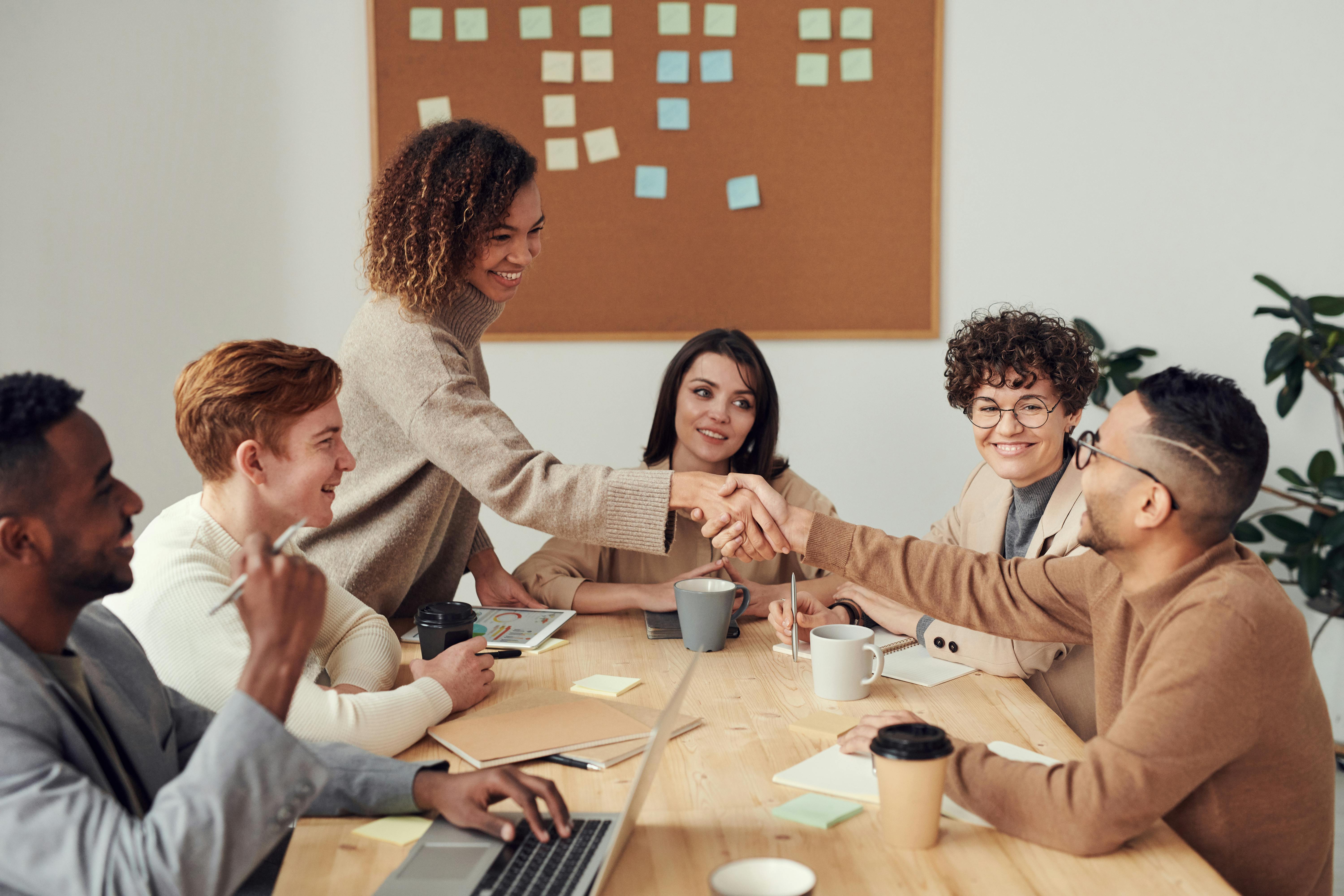 Smiling professional team in a meeting